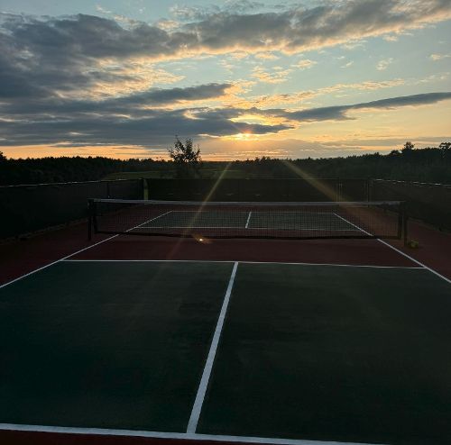 pickleball court at sunset